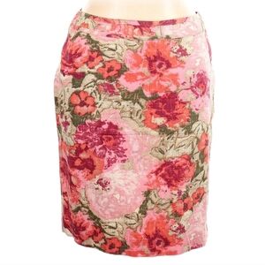 Talbots floral tapestry jacquard‎ cottage 100% cotton pencil skirt size 2